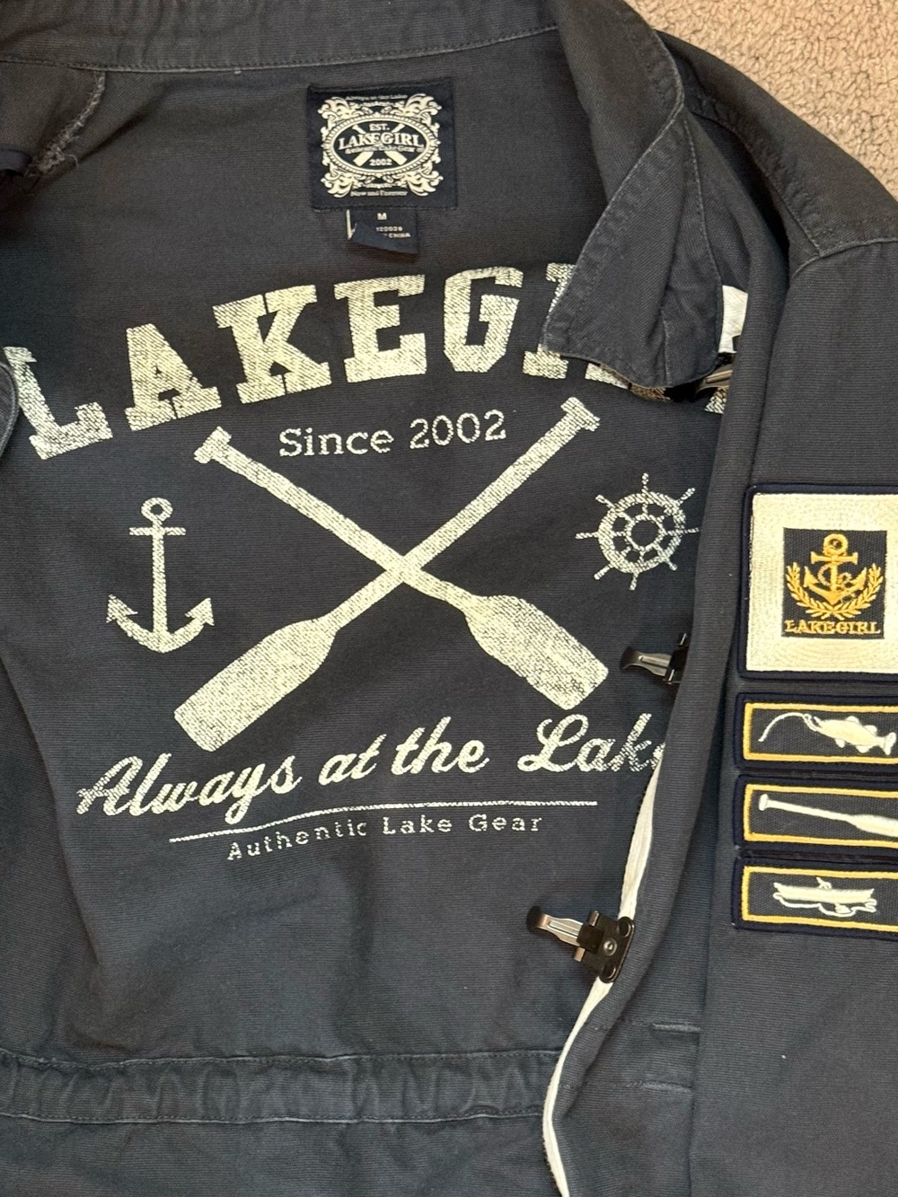 Vintage Y2K Dark Navy Cotton Utility Jacket -Lakegirl Women’s Casual Coat - Picture 10 of 13